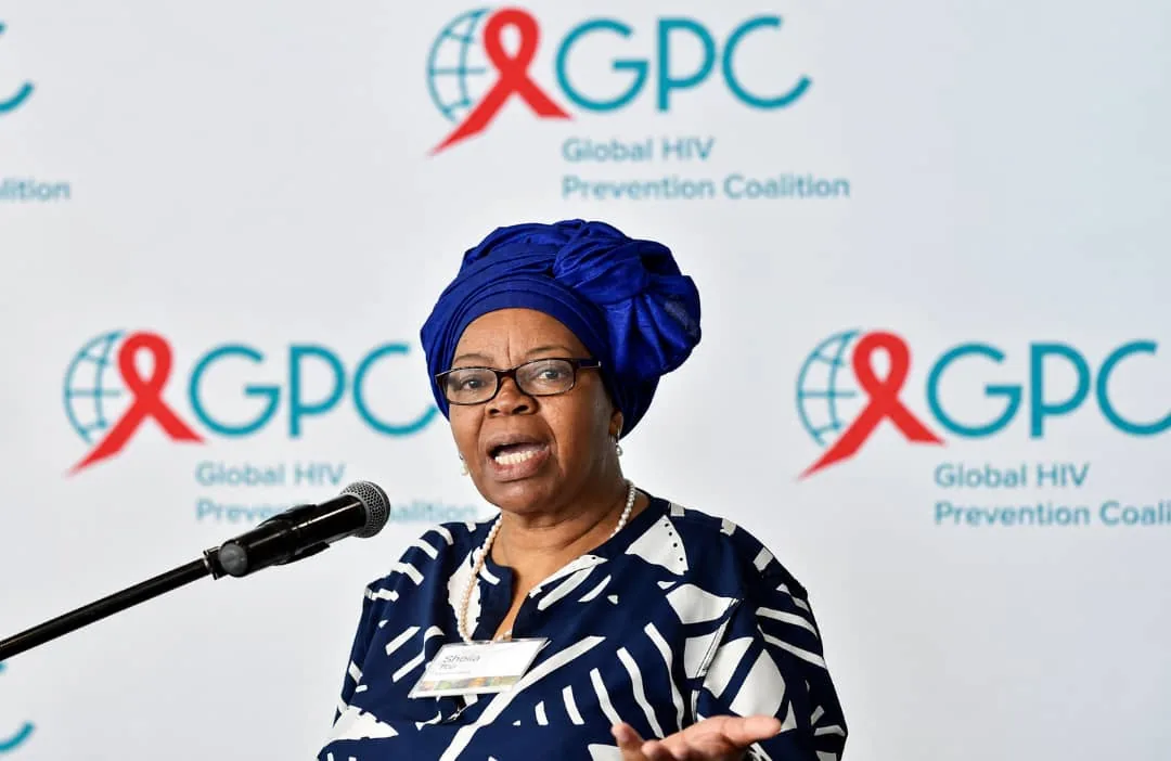 Professor Sheila Tlou speaking at a Global HIV Prevention Coalition event.